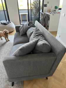Grey fabric sofa couch chair 2.5 seater