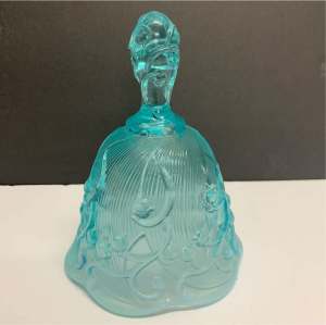 Vintage Aqua Green Glass Bell. 14cm high. Perfect condition