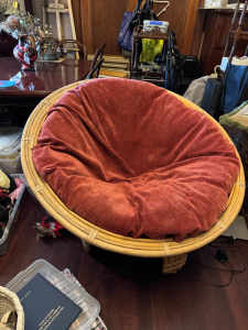 Vintage Papasan chair - rattan cane with cushion - solid, quality