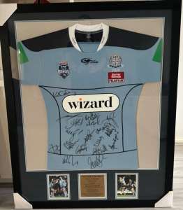 NSW Blues signed framed jersey