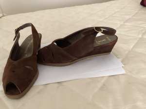Brown Suede Sandals Echt Leder Ara Elegance Made In Germany - Size 36