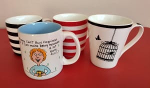 Cheap, Cheerful, Colourful Four Coffee Cups $2 the Lot