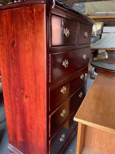 6 drawers solid timber Tallboy