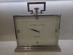 Silver pewter bench clock ornament