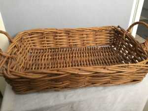 Cane Rectangular Basket with Handles.