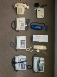 Telephone handsets plus Modems, Cables, plugs and sockets etc
