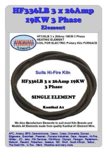 HF336LB 3 x 26Amp 19KW 3 Phase Kiln Element