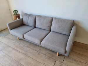 Freedom Docklands 3 Seater Grey Fabric Lounge Sofa RRP $1700