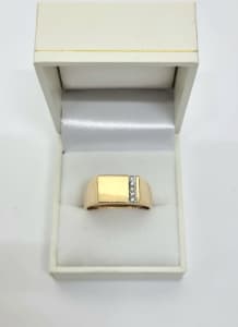 Genuine 9k Gold Diamond Mens Ring