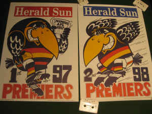 2 x ADELAIDE WEGS(1997 & 1998 Premiership Posters) ORIGINAL/Authentic