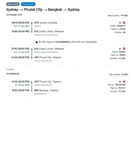 2 tickets for SYDNEY-PHUKET-BANGKOK-SYDNEY