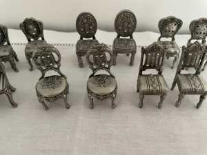 Unique Silver/Pewter Metal Mini Vintage Chair Table Place Card Holders