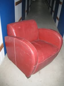 Art Deco(ish) Red Wine coloured Leather Chair