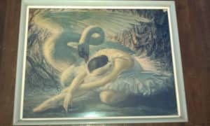 Tretchikoff - "Dying Swan" print, original large 1950's frame