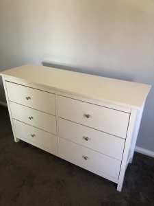 White lowboy chest of drawers