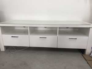 White tv cabinet - glass top - NEED GONE ASAP