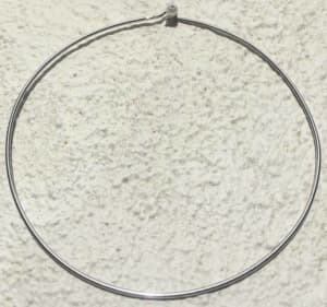 Sterling Silver 925 Choker Collar Cuff Wire Necklace; Faux Pearl Close
