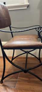 Leather and wrought iron chair