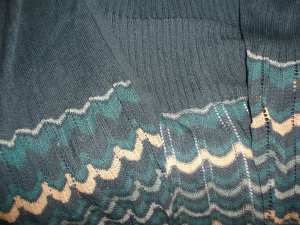 Teal striped long sleeved long knit jacket cardigan Sz L Eu 46-48