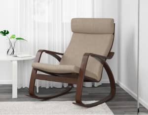 IKEA POÄNG Rocking-chair, brown/Hillared beige