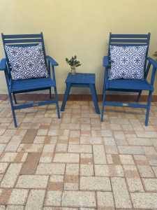 2 x wooden chairs and table $80