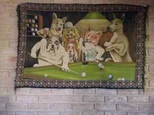 Dogs Playing Pool and Dogs Playing Cards Wall tapestry,s $35 each