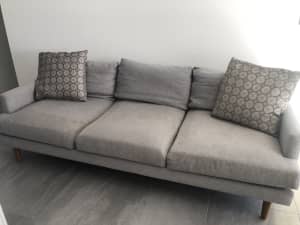 3 seater fabric lounge - grey 