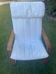 1 Wooden Armchair and Cream Cushion Seat