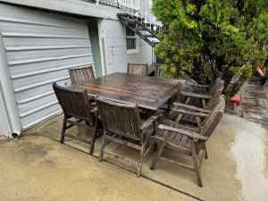 OUTDOOR TIMBER TABLE AND CHAIRS SET Rocklea Brisbane South West Preview
