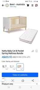 Naty baby cot/toddler bed and spring mattress 