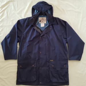 Driza-Bone Detachable Hooded Coat Size Medium Navy Blue