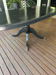 Solid 6-8 seater black pedestal base dining table