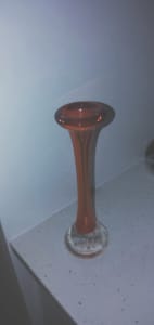 Aseda Style 20cm Orange Blown Glass Vase clear bubble Base Collectable
