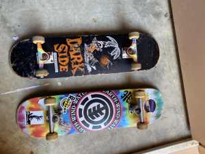 2 trick deck skateboards - elements and dark side