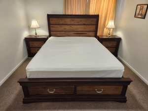 4 Piece Queen Bed, Side Tables & Tall Chest