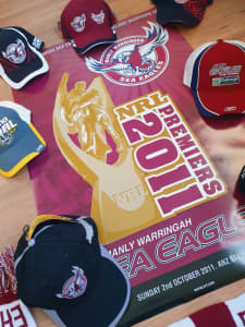 Manly sea Eagles merchandise Collection hats posters magazine 