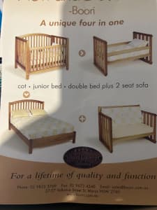 BOORI FOUR IN 0NE COT AND CHANGE TABLE