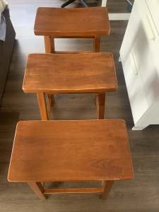 3 wooden kitchen bar stools