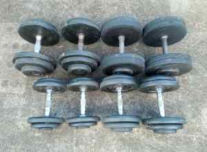 Gym weights fixed dumbell set 10 to 22.5kg $390 the lot