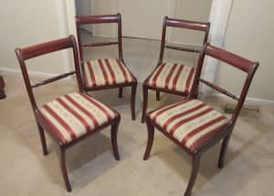 Dining Table formal chairs with fabric seat covering, 4 off. Good cond