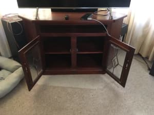 TV entertainment cabinet with glass doors