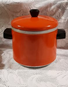 1970s Retro Orange Pot & Lid,Vintage Saucepan,Retro Cookware,Saucepan