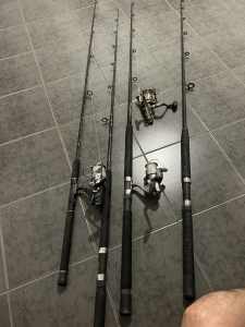 Fishing rods and reels (Shimano, Rovex, Jarvis Walker)