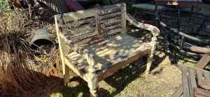 Rustic old timber garden bench