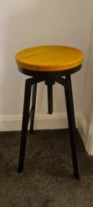 For Sale $25: Adjustable Height Bar Stool with Solid Wood Seat 
