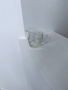 Small vintage depression clear glass milk jug retro art deco estate