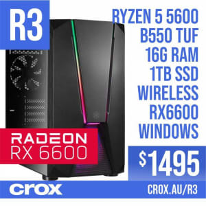 New Gaming PC Ryzen 5 5600 / 16G / 1TB SSD / RX6600 / WiFi / Windows
