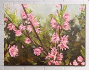 Spring Blossoms, highly textured painting by local artist, decor, art