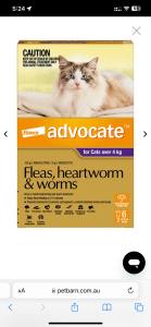 Advocate for Cats Over 4 kg, 6 Pack Brand new, long Exp Jun 2025