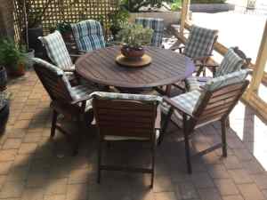 Octagon Jarrah Barbecue Table with 6 Jarrah chairs